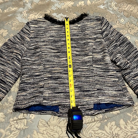 Navy Blue and Cream Tweed Blazer - Picture 4 of 5